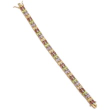Prime Art Multicolored Stone Bracelet in Brazilian Amethyst/Garnet/Peridot - Closeouts