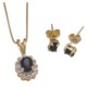 Prime Art Sapphire 18” Necklace and Earring Set - 18K Gold Plated