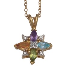 Prime Art Starburst Necklace - 18” in Amethyst/Peridot/Citrine/Sky Blue Topaz/Diamond - Closeouts