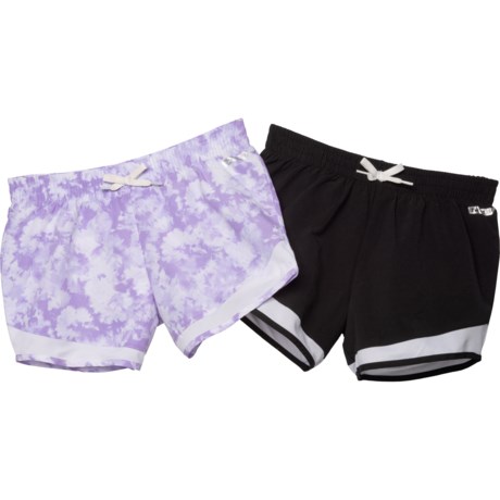 Hind Print Woven Shorts - 2-Pack, Built-In Brief (For Big Girls) - LAVENDAR/BLACK (10/12 )