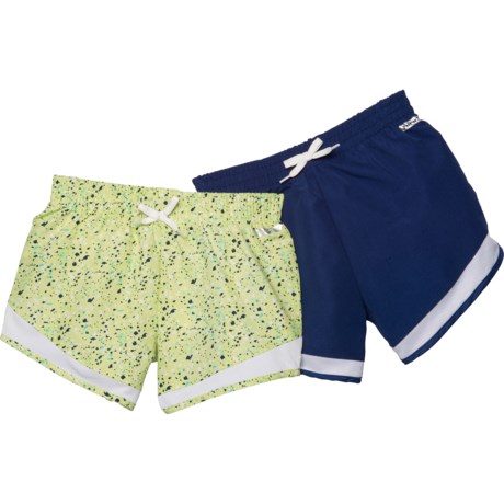 Hind Print Woven Shorts - 2-Pack (For Big Girls) - SHARP GREEN/BLUE PRINT (14/16 )
