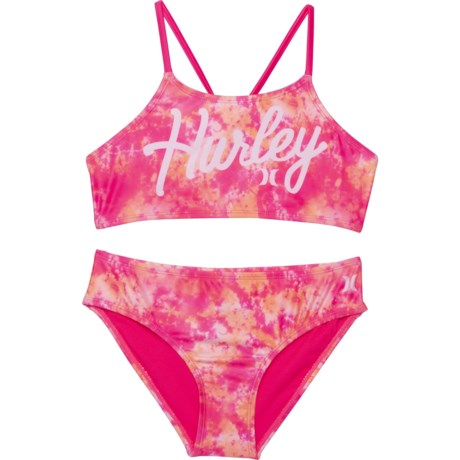 Hurley Printed Bikini Set - UPF 50+ (For Big Girls) - HYPER PINK (XL )