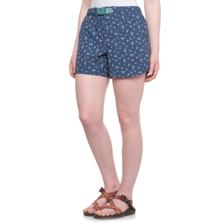Mountain and Isles Printed Ripstop Hiking Shorts (For Women) - NAVY (S )