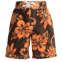 Printed Swim Trunks (For Infant and Toddler Boys) in Brown/Orange Hawaiian - 2nds