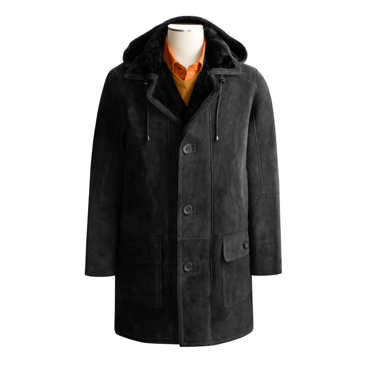 Aston Hooded Suede Shearling Coat (For Men) 1001C Save 47
