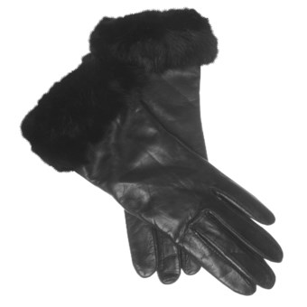 Cire by Grandoe Napoli Gloves - Sheepskin, Rabbit Fur Cuffs (For Women)
