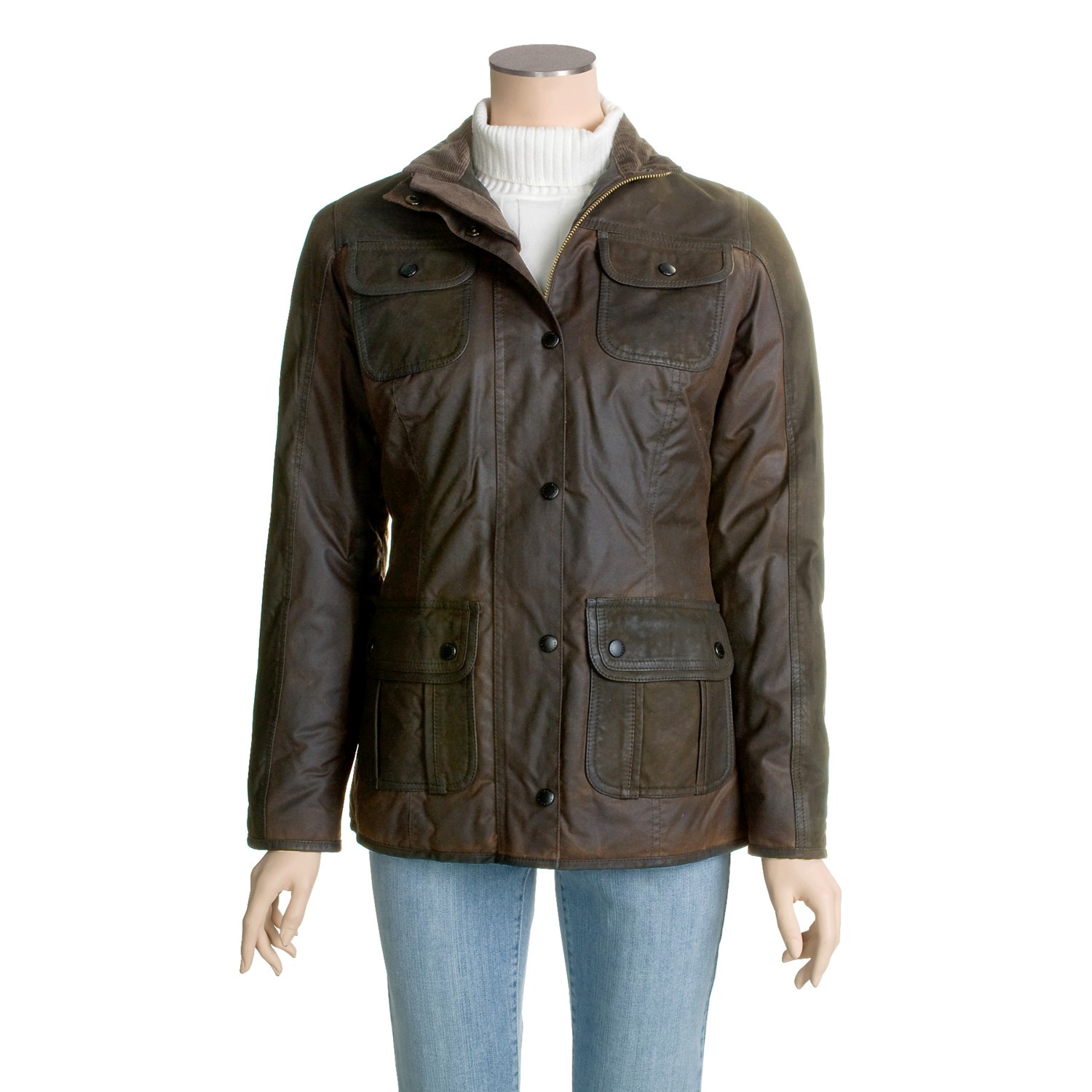 Barbour Waxed Cotton and Leather Utility Jacket (For Women) 2030J