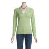 ALPS Devon Cotton-Rich Sweater - Cross-Over V-Neck (For Women)