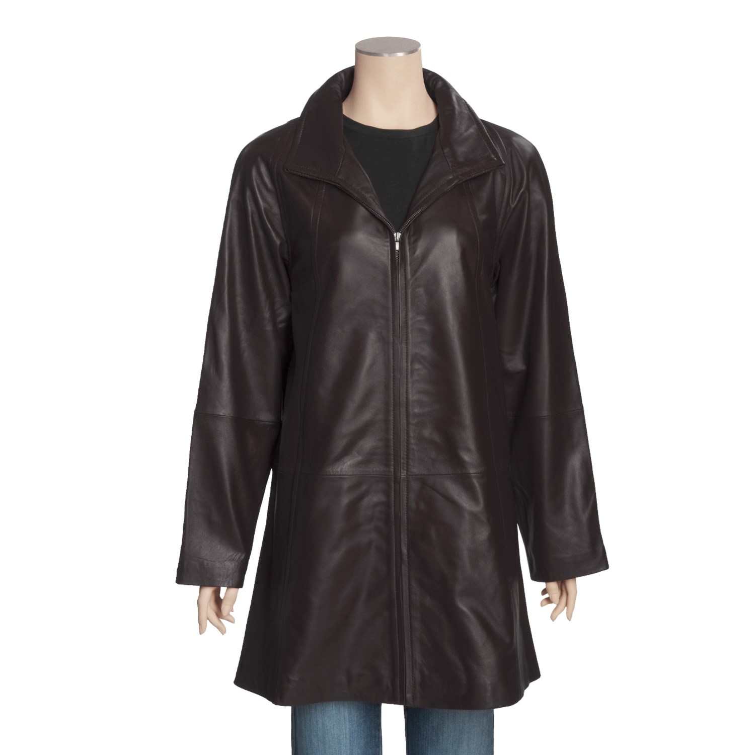 Tibor Leather FullSwing Leather Coat, ALine (For Plus Size Women