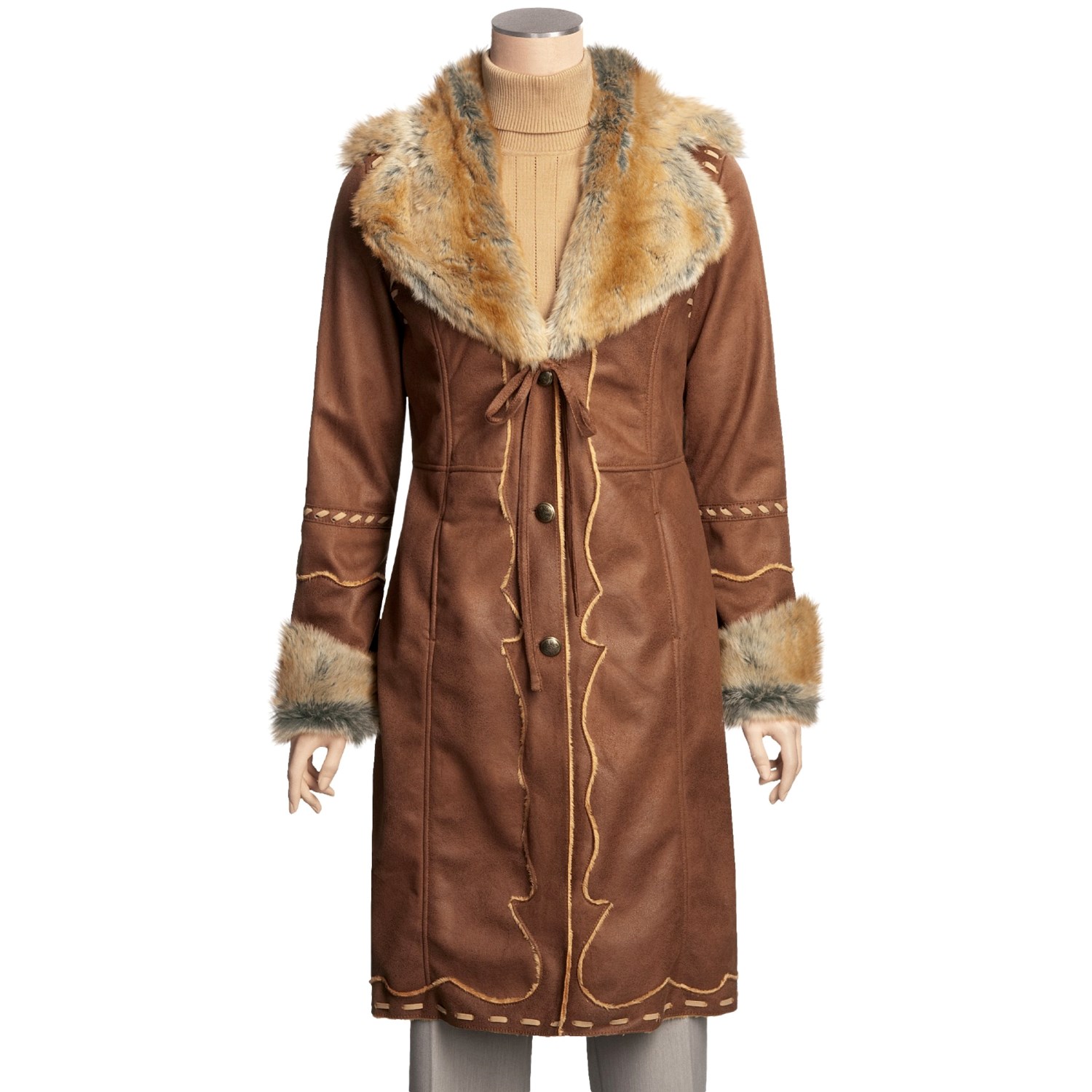 MontanaCo Faux-Shearling Coat - Full Length (For Women). Click to expand