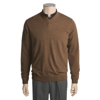 Kinross Top-Stitch Sweater - Cashmere, V-Neck (For Men)