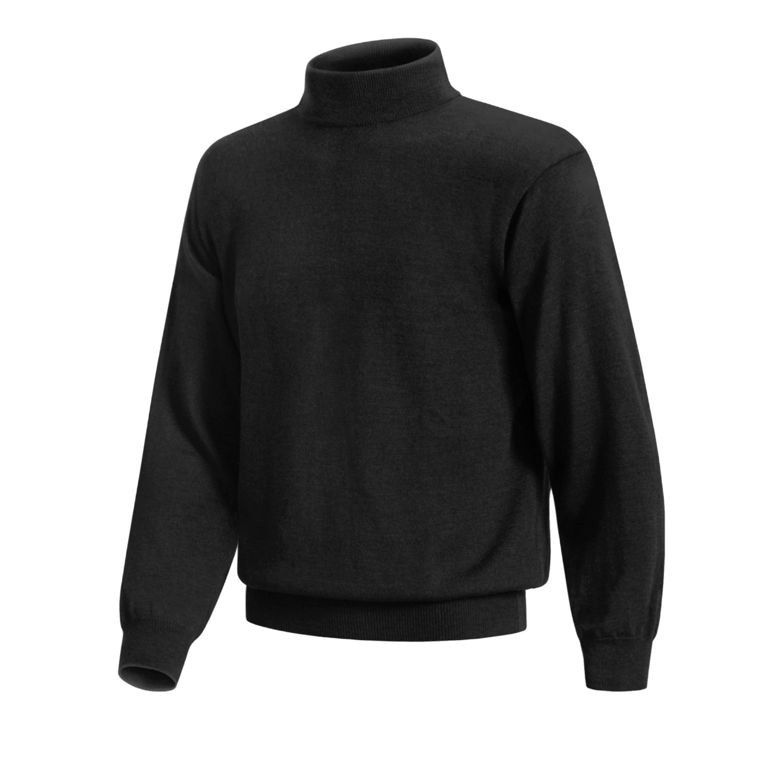 After we find it: Charcoal gray long-sleeve mock turtleneck sweater with short zipper, contrasting color inside collar, and ribbed bands at hem, cuffs, and collar.