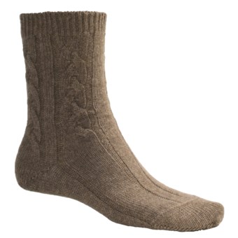 Johnstons of Elgin Cable Bed Socks - Cashmere (For Women)