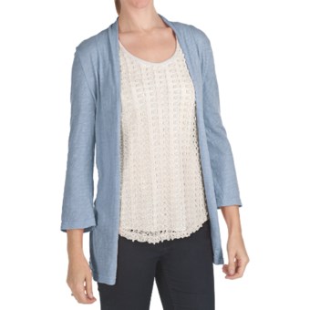 True Grit Vintage Slub Jersey Cardigan Sweater - 3/4 Sleeve (For Women)