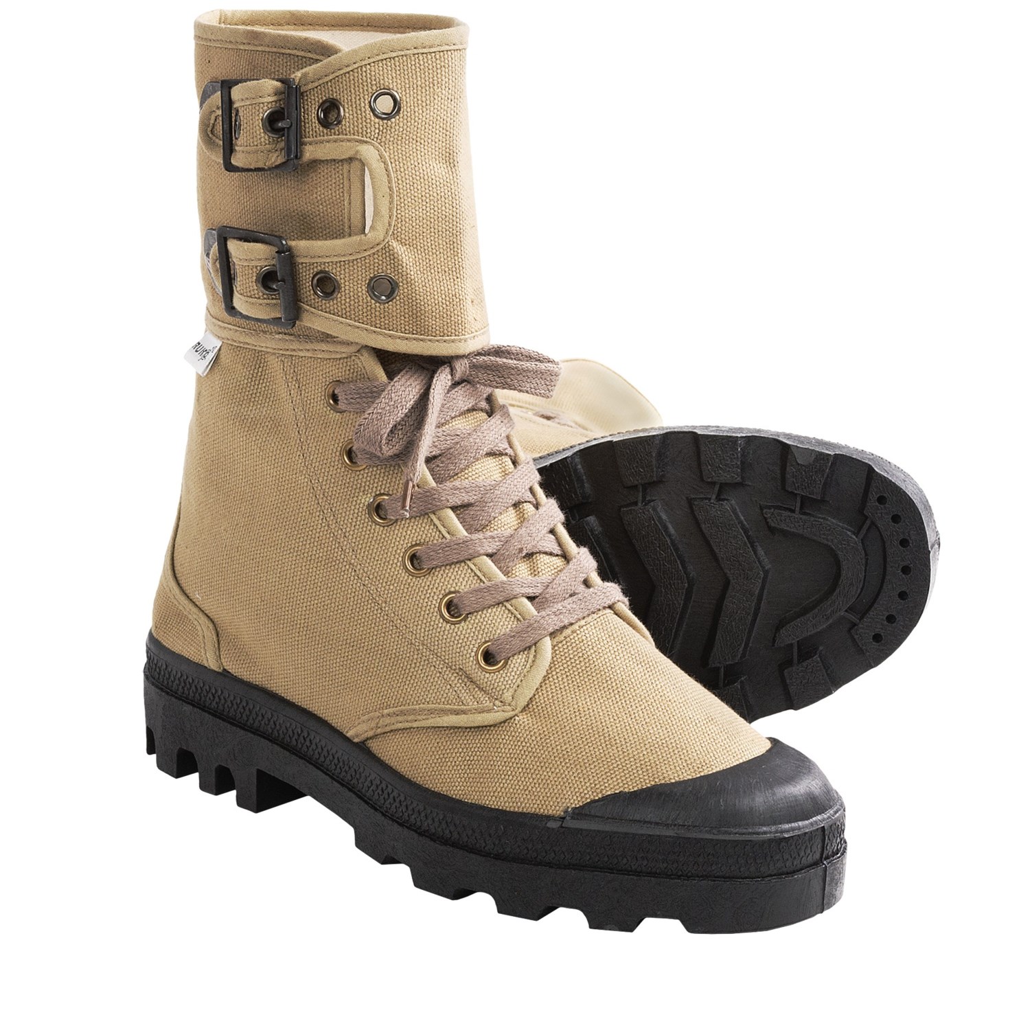 canvas leather boots