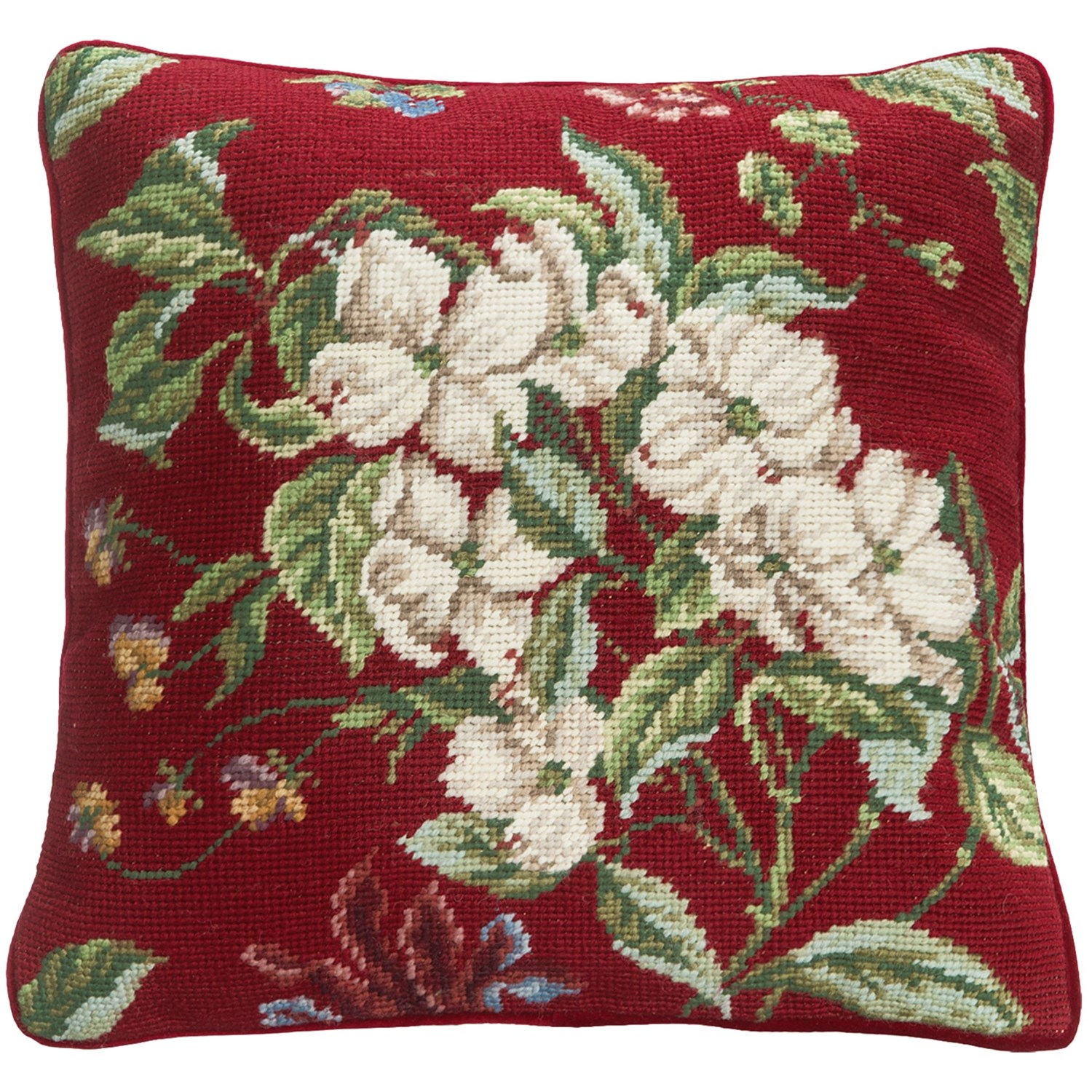 C & F Enterprises Dogwood Needlepoint Decor Pillow 14x14" 6166H