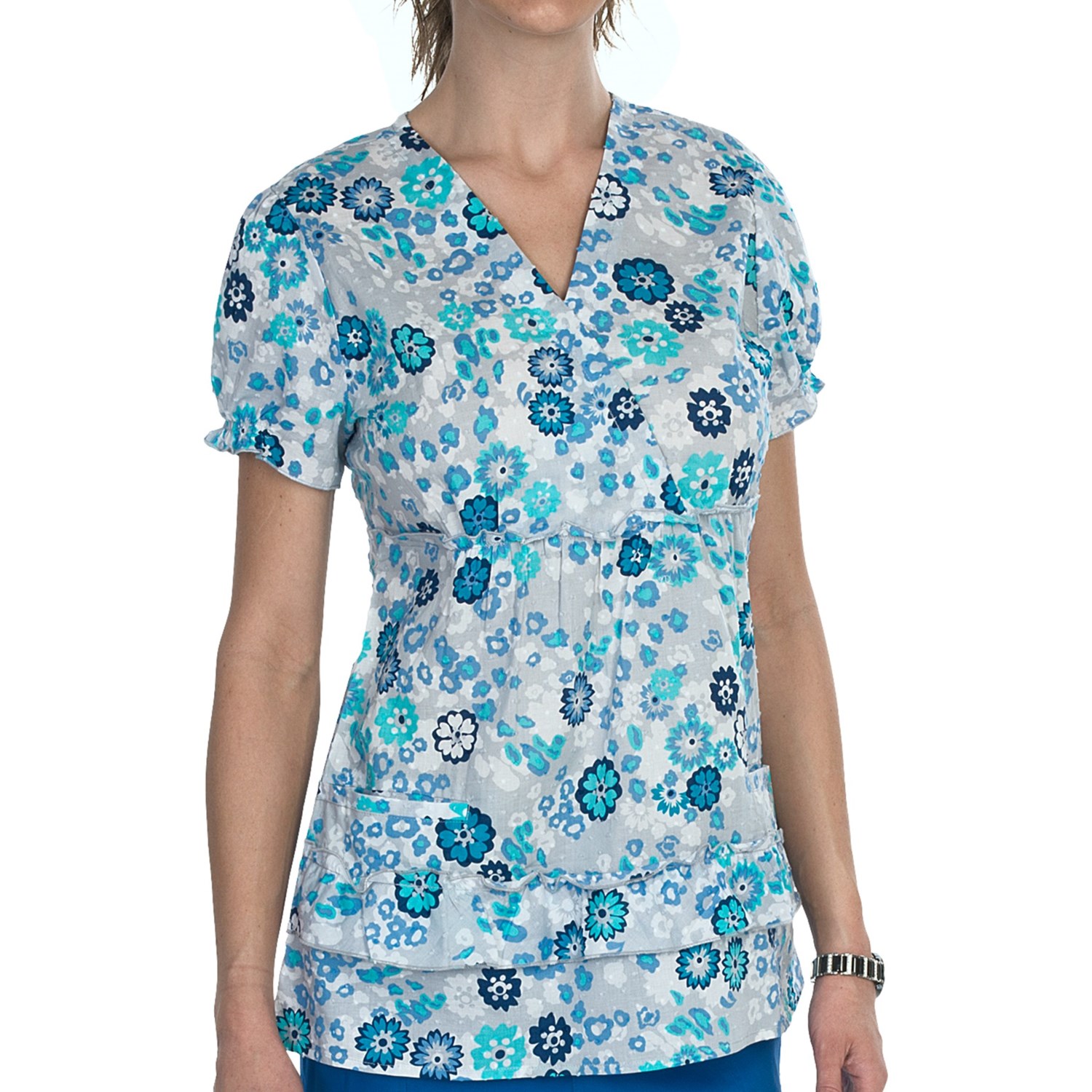 puff sleeve scrub top