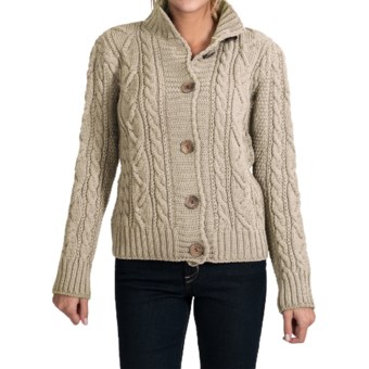 Peregrine by J.G. Glover Aran Peruvian Merino Wool Turtleneck Cardigan Sweater (For Women)