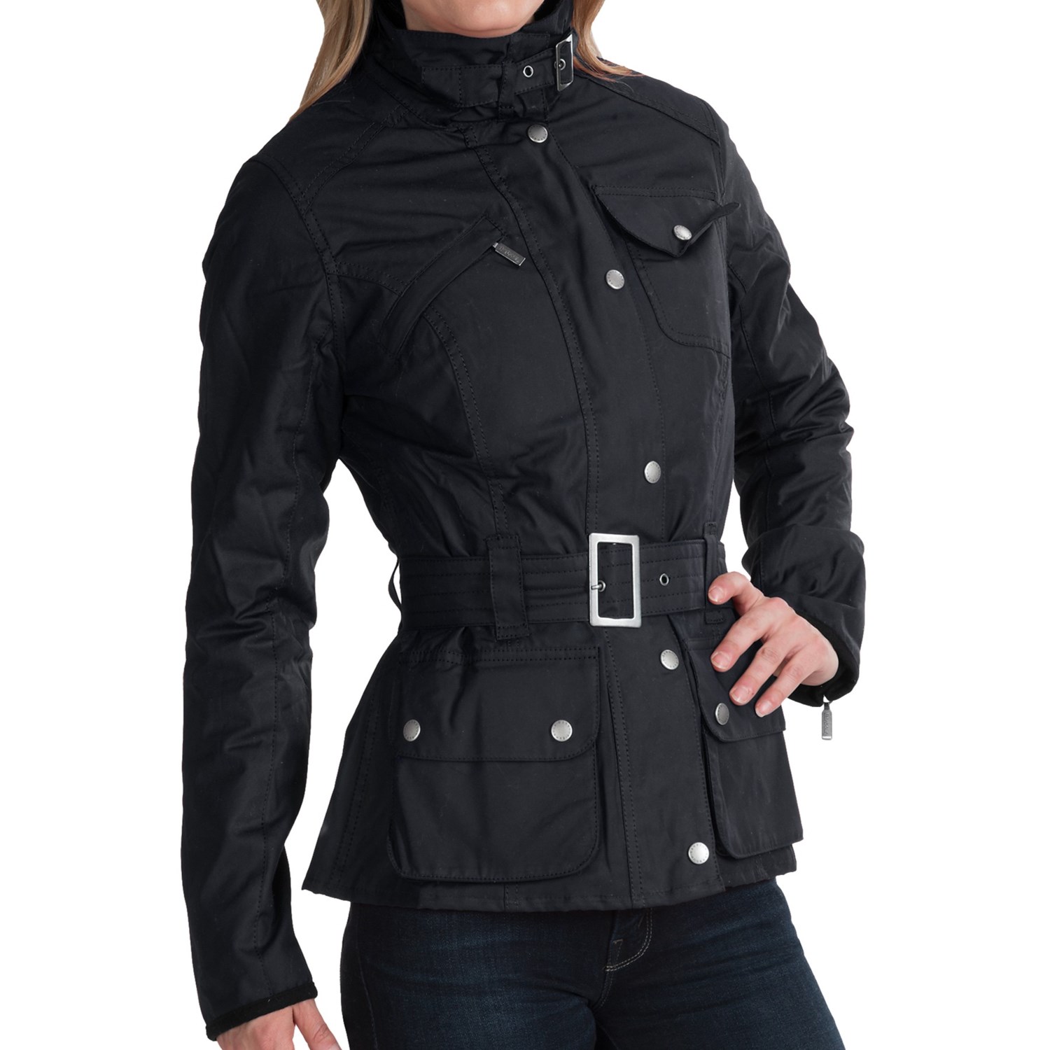 Barbour International Waxed Cotton Biker Jacket (For Women). Click to expand