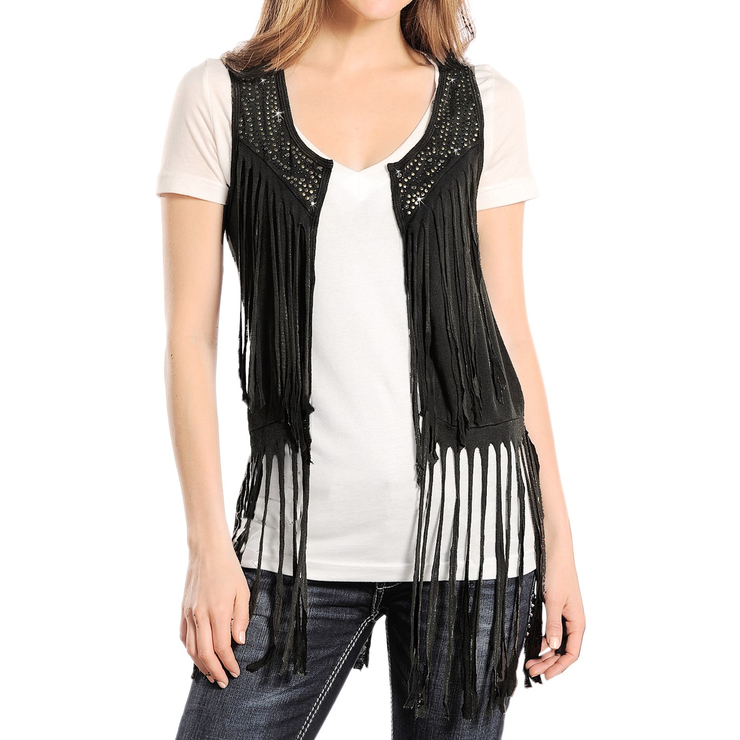 Rock & Roll Cowgirl Studded Fringed Vest (For Women) 9386N Save 68