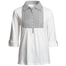 Project Cotton Tunic Shirt - 3/4 Sleeve (For Women) in Black/White - Closeouts