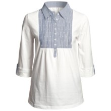 Project Cotton Tunic Shirt - 3/4 Sleeve (For Women) in Blue/White - Closeouts