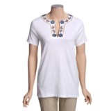 Project Tunic Shirt with Beaded Neckline - Short Sleeve (For Women)