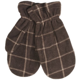 PT Sportswear Plaid Fleece Mittens (For Women and Youth) in Brown/Tan Windowpane