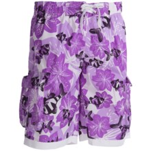 PT Sportswear Printed Cargo Boardshorts (For Men) in Purple Floral - 2nds