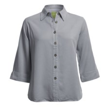Pulp Button-Front Shirt - TENCEL®, 3/4 Sleeve (For Plus Size Women) in Dove - Closeouts