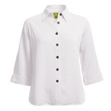 Pulp Button-Front Shirt - TENCEL®, 3/4 Sleeve (For Plus Size Women) in White - Closeouts