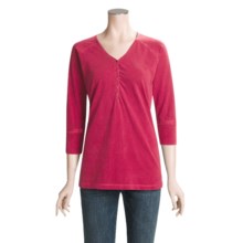Pulp Cotton Henley Shirt - 3/4 Sleeve (For Women) in Pinkberry - Closeouts