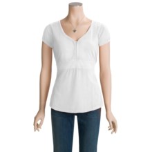 Pulp Cotton Tie-Waist Shirt - V-Neck, Short Sleeve (For Women) in White - Closeouts
