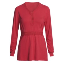 Pulp Crochet-Trim Shirt - Tie Back, Long Sleeve (For Women) in Cranberry - Closeouts