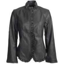 Pulp Faux-Leather Jacket - Ruffle Trim (For Women) in Black - Closeouts