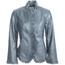 Pulp Faux-Leather Jacket - Ruffle Trim (For Women) in Denim Blue - Closeouts