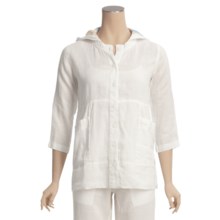 Pulp Linen Hoodie Jacket - 3/4 Sleeve (For Women) in White - Closeouts