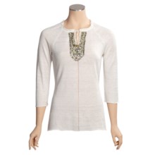 Pulp Linen Knit Shirt - Sequined, 3/4 Sleeve (For Women) in White - Closeouts