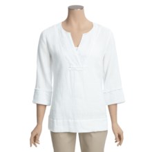 Pulp Pleated Linen Shirt - 3/4 Sleeve (For Women) in White - Closeouts