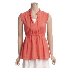 Pulp Ruffle Trim Linen Shirt - Sleeveless (For Women) in Poppy - Closeouts