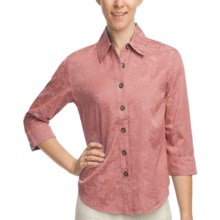 Pulp Silk-Cotton Jacquard Shirt - 3/4 Sleeve (For Women) in Rosewood - Closeouts