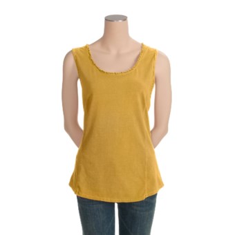 Pulp Stretch Jersey Tank Top - Ruffle Trim (For Women) in Lemon Grass