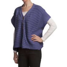 Pure Handknit Bella Cotton Knit Poncho (For Women) in Blue - Closeouts