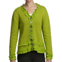 Pure Handknit Brooklyn Ruffle Cardigan Sweater (For Women) in Urban Green - Closeouts