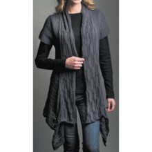 Pure Handknit Chamonix Cardigan Sweater - Short Sleeve (For Women) in Smoke Blue - Closeouts
