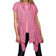 Pure Handknit Chamonix Cardigan Sweater - Short Sleeve (For Women) in Sweet Pea Pink - Closeouts
