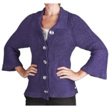 Pure Handknit Cosmic Crush Sweater - 3/4 Bell Sleeve (For Women) in Beautiful Peri - Closeouts