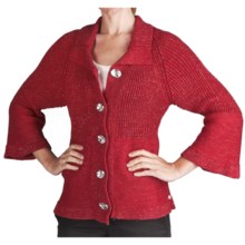 Pure Handknit Cosmic Crush Sweater - 3/4 Bell Sleeve (For Women) in Red - Closeouts