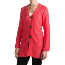 Pure Handknit Cotton Maxi Knit Car Jacket (For Women) in 969 All You Need Is Love Coral - Closeouts