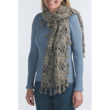 Pure Handknit Cotton Milan Scarf - Oversized Crochet (For Women) in Pebble - Closeouts